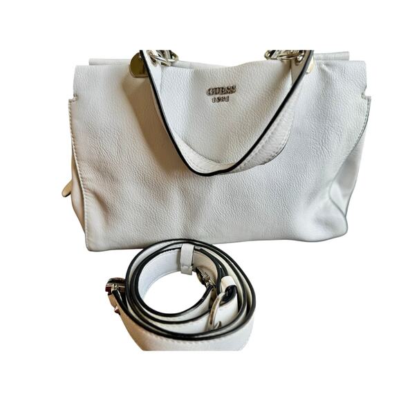 Guess White Leather & Cheetah Print Purse – Arm or Shoulder Bag - Picture 1 of 10